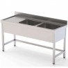 FREGADERO INDUSTRIAL 2 SENOS + ESCURRIDOR ACERO INOX